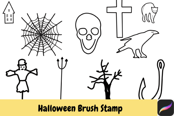 Halloween Procreate Brush Stamps for iPad