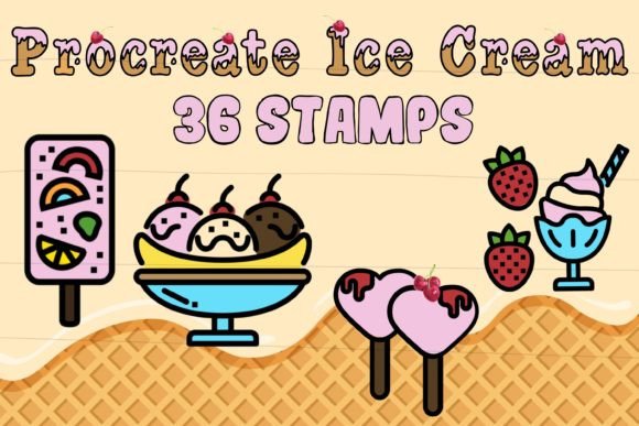 Procreate Ice Cream Stamps - 36 in All: Elevating Digital Dessert Design